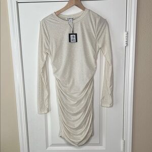 Charlotte Russe Sparkling Cream Long Sleeve Dress